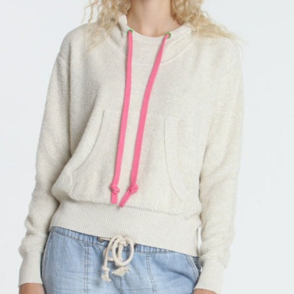 LABEL + THREAD ECRU COTTON TERRY HOODIE  XS